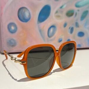 Vintage Orange Framed Square Sunglasses